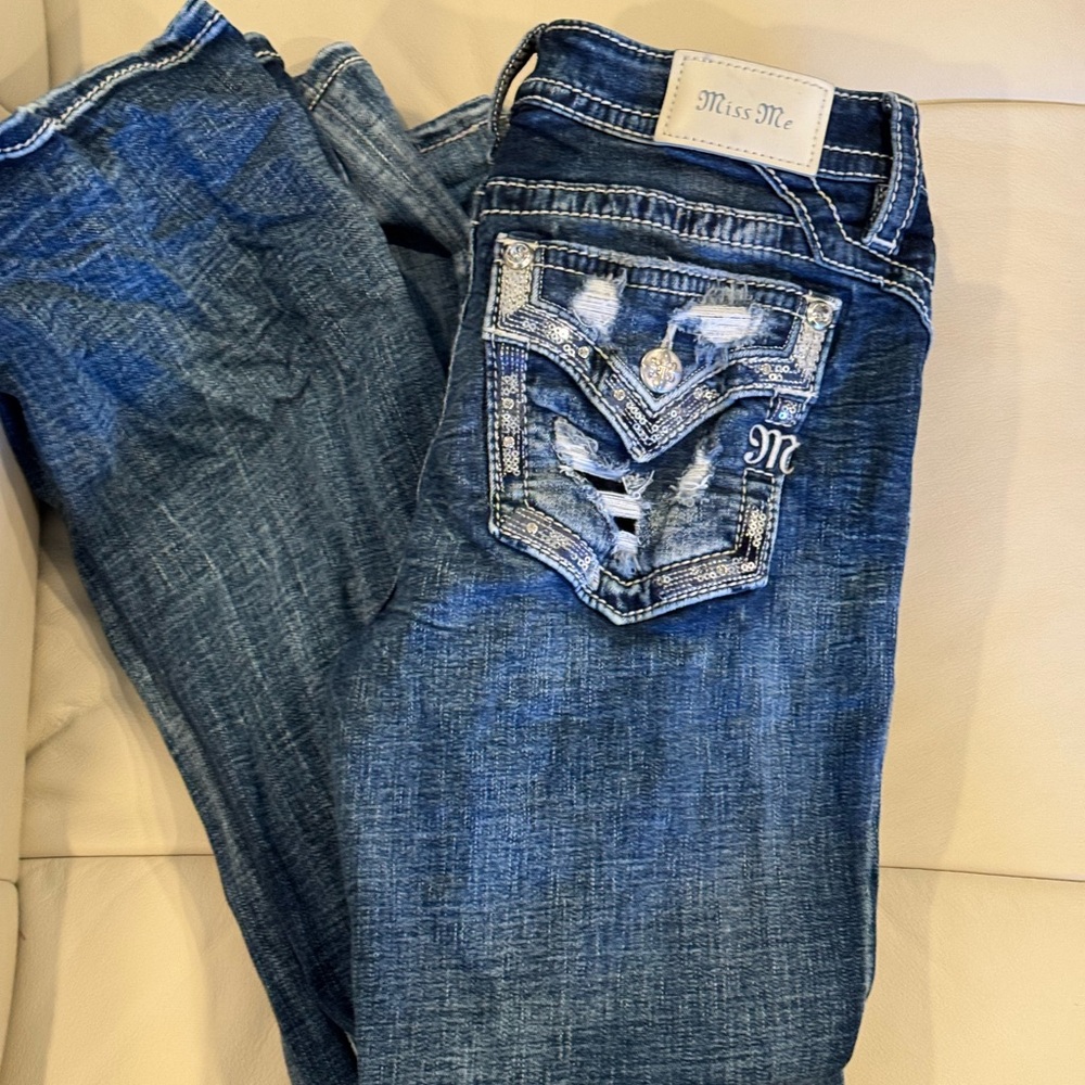 Miss Me Women's Distressed Blue Boot Cut Jeans